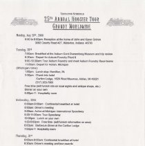 25th Annual Hoosier Tour Grundy World Wide itinerary