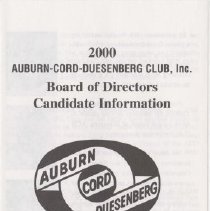 2000 Auburn-Cord-Duesenberg Club Board of Directors Candidate information flyer