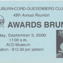 Auburn-Cord-Duesenberg awards brunch ticket