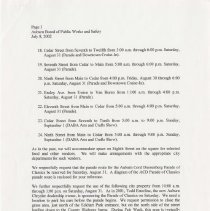 Letter to Chief McCoy from Tammy Lorey about the street closures. July 8, 2