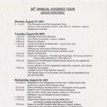 26th Annual Hoosier Tour Itinerary