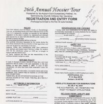 26th Annual Hoosier Tour Registration and Entry form