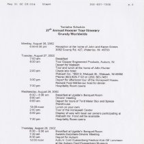 Tentative Schedule 27th Annual Hoosier Tour Itinerary