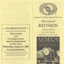 Auburn-Cord-Duesenberg 49th Anniversary schedule of events flyer