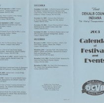 Visit DeKalb County Indiana 2003 Calendar of Festivals and Events brochure