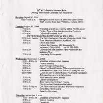 29th ACD Festival Hoosier Tour Itinerary