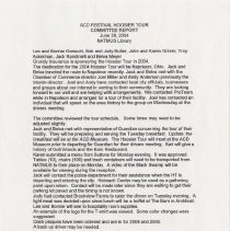 ACD Festival Hoosier Tour Committee Report June 29, 2004