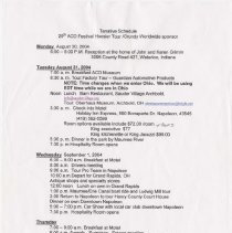 Tentative Schedule for 29th ACD Festival Hoosier Tour