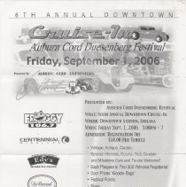 6th Annual Downtown Cruise - in Auburn-Cord-Duesenberg Festival pre - registration form. 2006