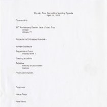 Hoosier Tour Committee Meeting  Agenda, April 20, 2006