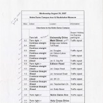 Wednesday August 29 - Notre Dame Campus tour & Studebaker Museum directions and maps