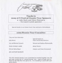 Thanks to 2009 ACD Festival Hoosier Tour Sponsors