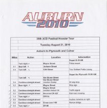 Auburn 2010 Tuesday August 31 - Auburn to Plymouth and Culver directions and maps