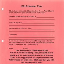2010 Hoosier Tour form