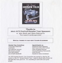 Thanks to 2010 ACD Festival Hoosier Tour Sponsors