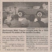 "Doozy of an auction" by Angela Mapes Turner, The Journal Gazette, Septembe