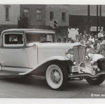 Black and white photo of a 1931 Auburn, labelled for the Parade as car 363