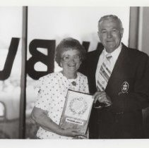 Black and white photo of an unidentified man and a woman, ACD Club members