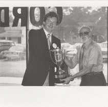 Black and white photo of two Club members