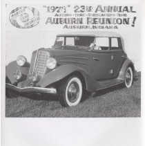 1934 Auburn in front of 1978 23rd Annual Auburn Reunion banner