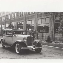 1933 Auburn brougham in front of the Auburn Cord Duesenberg Automobile Museum