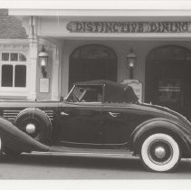 1936 Auburn 852 cabriolet in front of Distinctive Dining