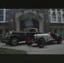 Duesenbergs in front of Eckhart Hall building