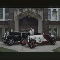 Duesenbergs in front of Eckhart Hall building