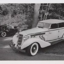 1935 or 1936 Auburn phaeton in a park