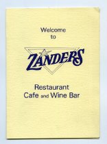 Zanders Restaurant Cafe and Wine Bar menu