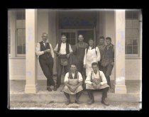 Workmen on Waimate High school steps