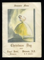 Souvenir menu for Christmas Day 1937 at the Royal Hotel Waimate