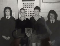 Four Waimate High School students with sheild