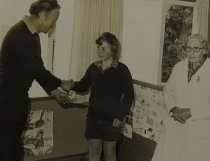 Bob Devar making a presentation to a student