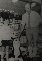 John Stevens, Brent Morrison, and stuffed toy