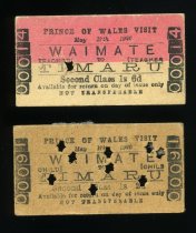 Railway Tickets Waimate-Timaru to see the Princes of Wales