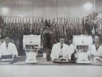 Butchery staff at Lyall's or Joyce's Butcher's Shop. Christmas 1946.