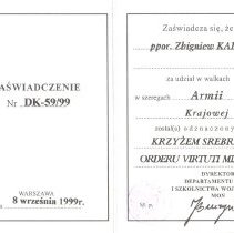 Zbigniew Kabata's Virtuti Militari Silver Cross Medal