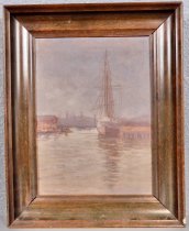 Seascape with sailboat painting