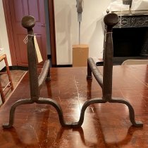 19th century andirons after conservation work-front view