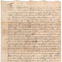 Front page of 1751 Deed between John Potts and Samuel McCall, Jr.