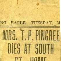 Obituary for Mrs. P. T. Pingree