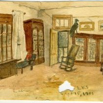 Watercolor Painting "Library"