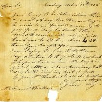 Letter from J. May to S. Wetherill, 1808