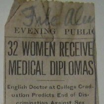 Newspaper Article "32 Women Recieve Medical Diplomas"