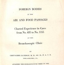 Foreign Bodies in Air and Food Passages, title page