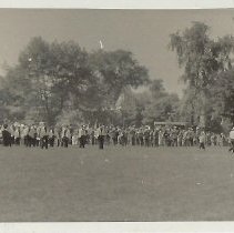 Photograph of unidentified public gathering, ca. 1945