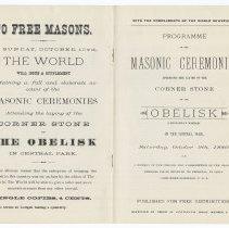 Programme of the Laying of the Cornerstone of the Obelisk in the Central Pa