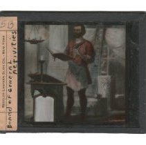 Workman Writing in Book Lantern Slide