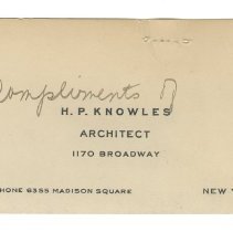 Harry  P. Knowles' Business Card